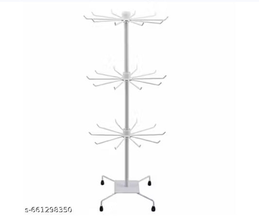 360° Rotating 3-Tier Jewellery Display Stand with Hooks (75 cm Height)