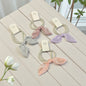 Shimmer Leaf Bow Hair Ties with Pearl Elastic – Pastel Collection( pack of 20)