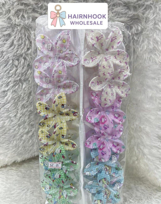 Printed Floral Hair Claw Clips Set | Elegant Flower Pattern Design | Wholesale Hair Accessories
( pack of 12)