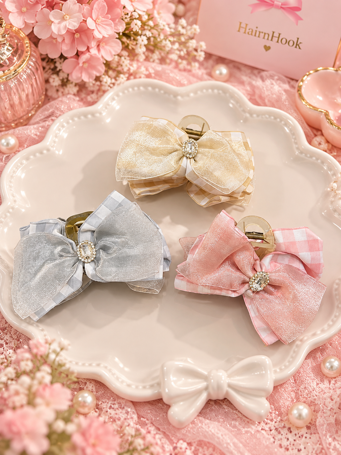 Korean big size bow cluchter(pack of 12)
