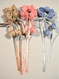 Satin Ribbon Scrunchies with Tulip Tassel – Elegant Hair Tie for Girls & Women( pack of 12)