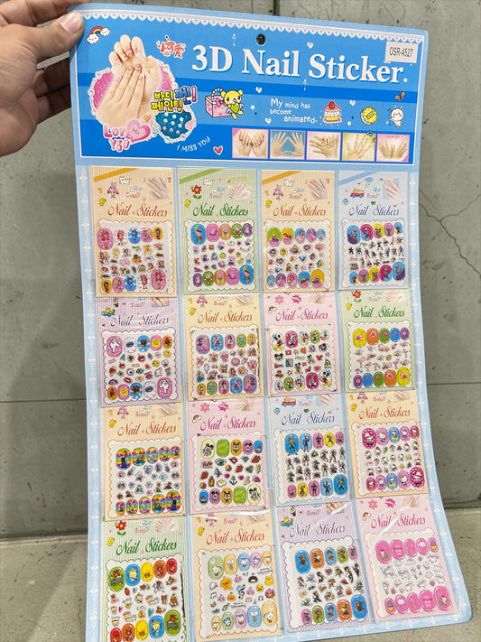 3D Nail Sticker Mega Sheet ( pack of 12 pr card)