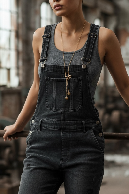 Minimal Knot Y-Dior Necklace with Ball Charms – Elegant Long Gold-Tone Chain for Women