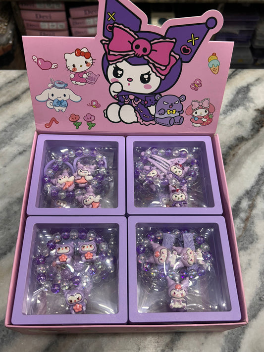 Cute Cartoon Hair Accessories Gift Box | Kids Bracelet, Hair Clips & Beads Set
( pack of 12)