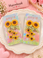 Cute Sunflower Hair Clip Set with Green Bows (pack of 12)