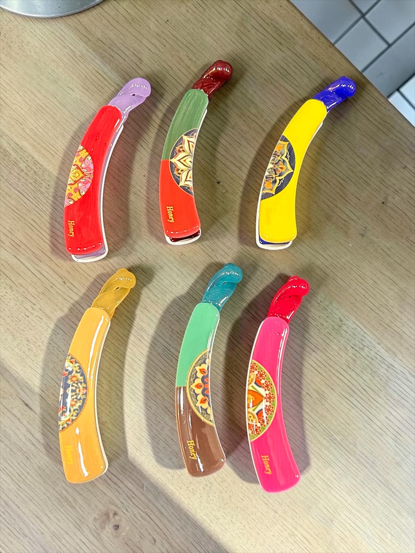 Honey Branded Banana Clip – Premium Printed Hair Accessory for Women & Girls( pack of 12)