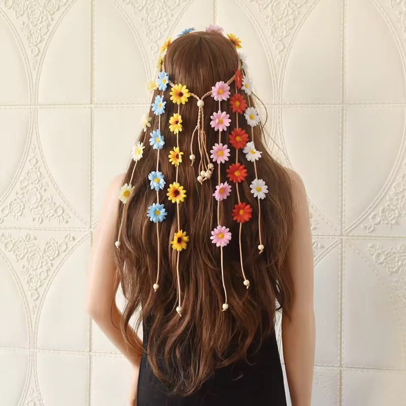 Cute Daisy Flower Headband for Girls | Pink & Yellow Floral Hair Accessories – Wholesale( pack of 12