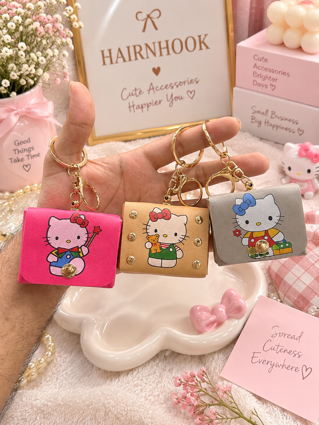 Cute Character Mini wallet Keychain | Trendy Bag Charm( pack of 12)