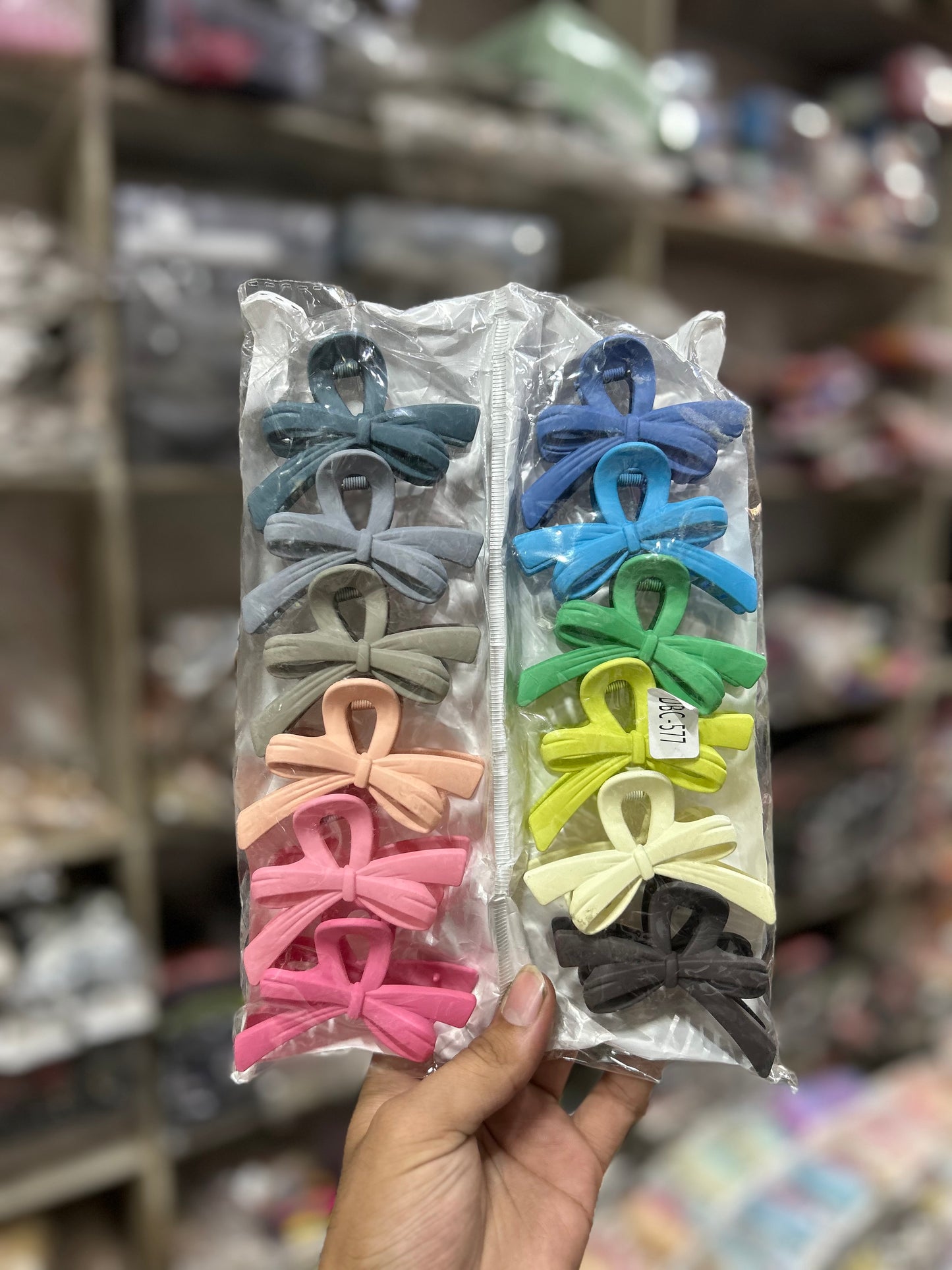 Korean Bow Hair Claw Clips Set – Matte Pastel Ribbon Clutcher Clips for Women & Girls(pack of 12)