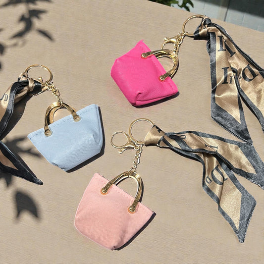 Mini Tote Bag Keychain with Scarf | Cute Handbag Charm & Coin Pouch for Girls( pack of 6)