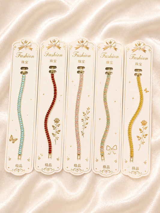 Luxury Crystal Tennis Bracelet – Gold Plated Color Stone Bracelet for Women(pack of 12)