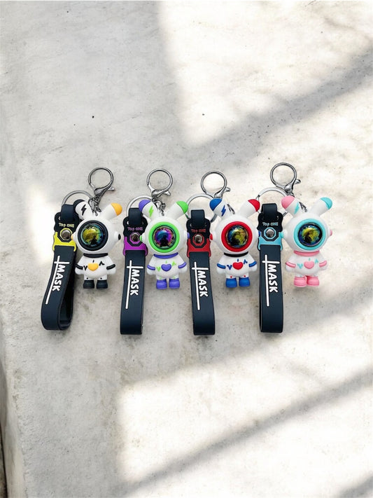 Cartoon rubber keychain astronaut design ( pack of 12)