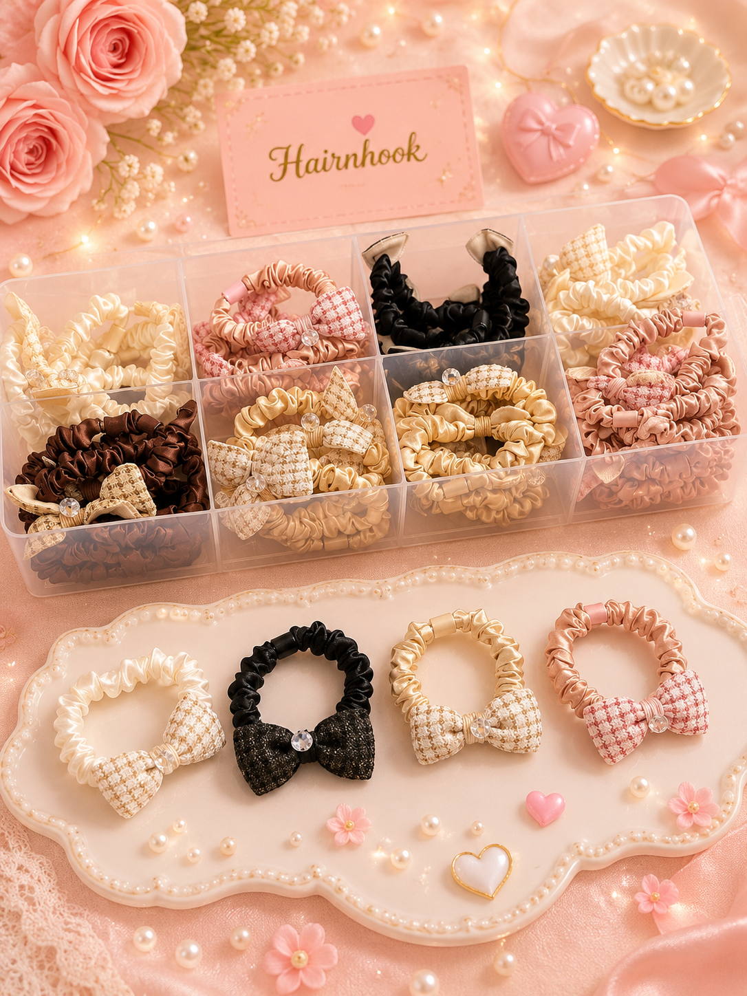 Korean rubber band for girls and woman (pack of 50 piece mix design)