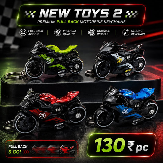 New Toys 2 Premium Pull Back Motorbike Keychains( pack of 6)