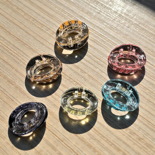 Mini Transparent Round Hair Claw Clips | Clear Acrylic Donut Hair Clips (Assorted Colors)( pack of 12)