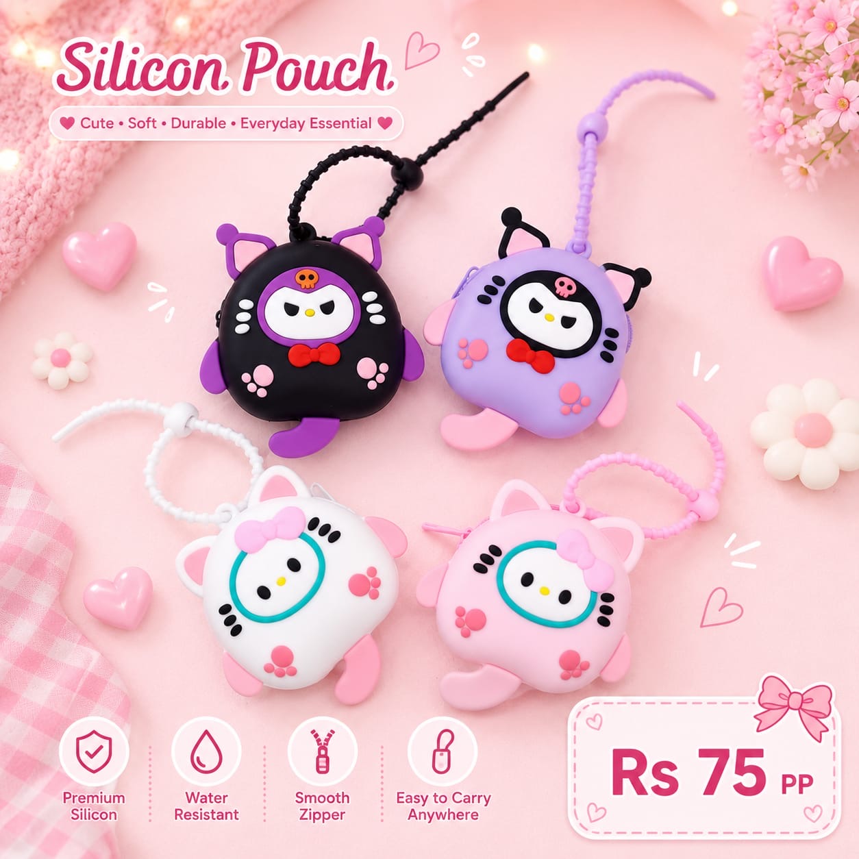 Silicon bag charms ( pack of 12)