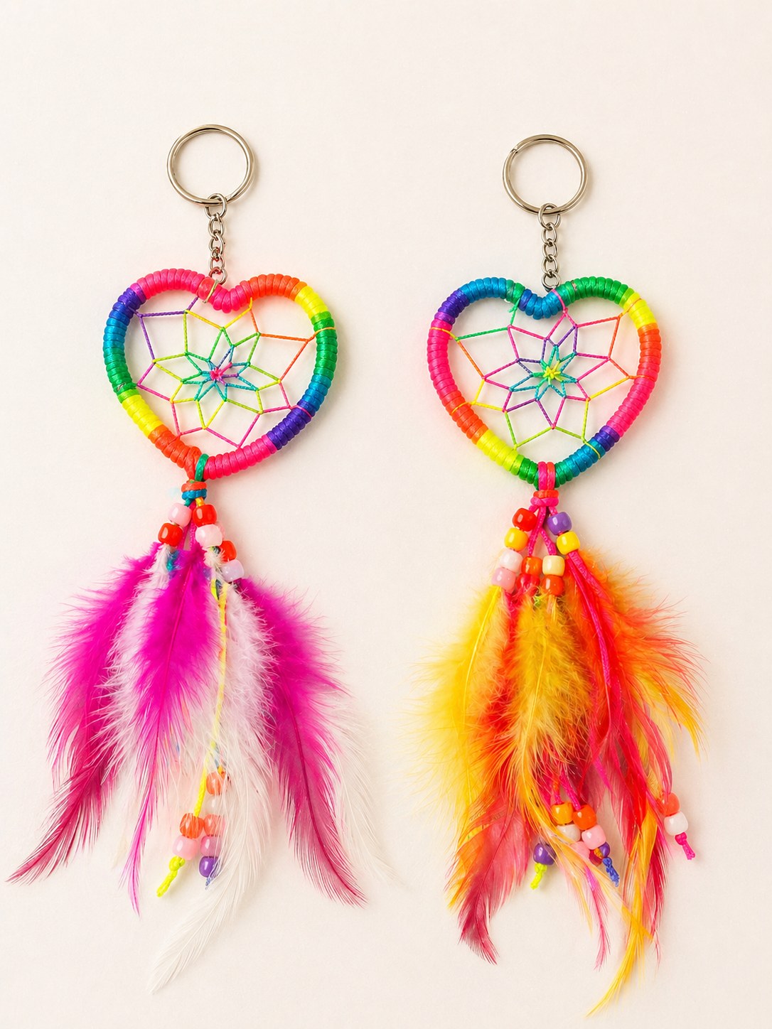 Boho Dream Catcher Keychain with Feather Tassel – Colorful Bag Charm & Keyring( pack of 12)