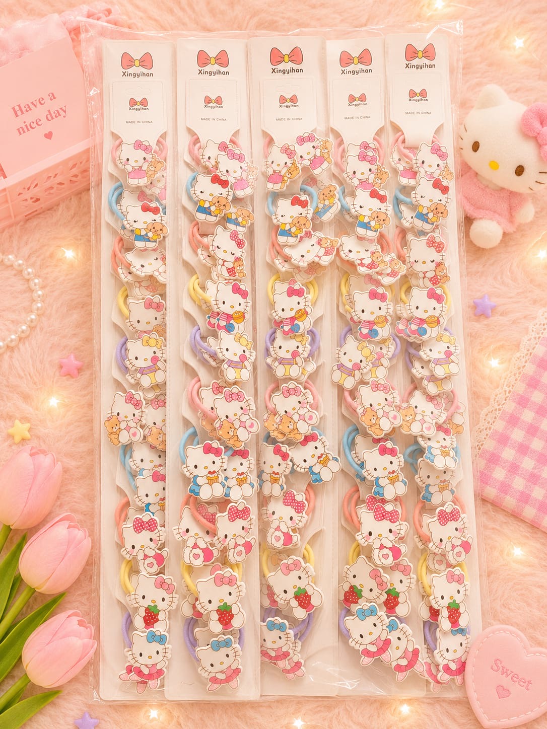 Korean cute hairrubber band for kids(pack of 10 pair in one strip)