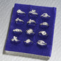 Silver Finish Crystal Adjustable Rings Set – Elegant Designer Assorted Collection( pack of 12)