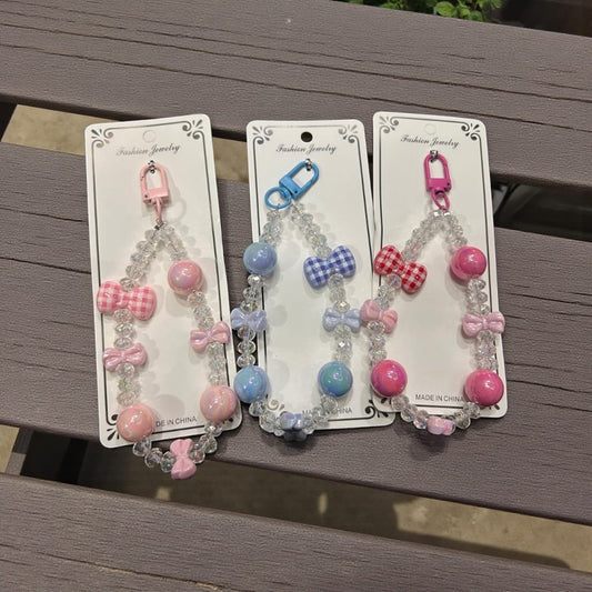 Bow Beads Phone Charm – Cute Crystal Beaded Mobile Strap for Girls & Women( pack of 12)