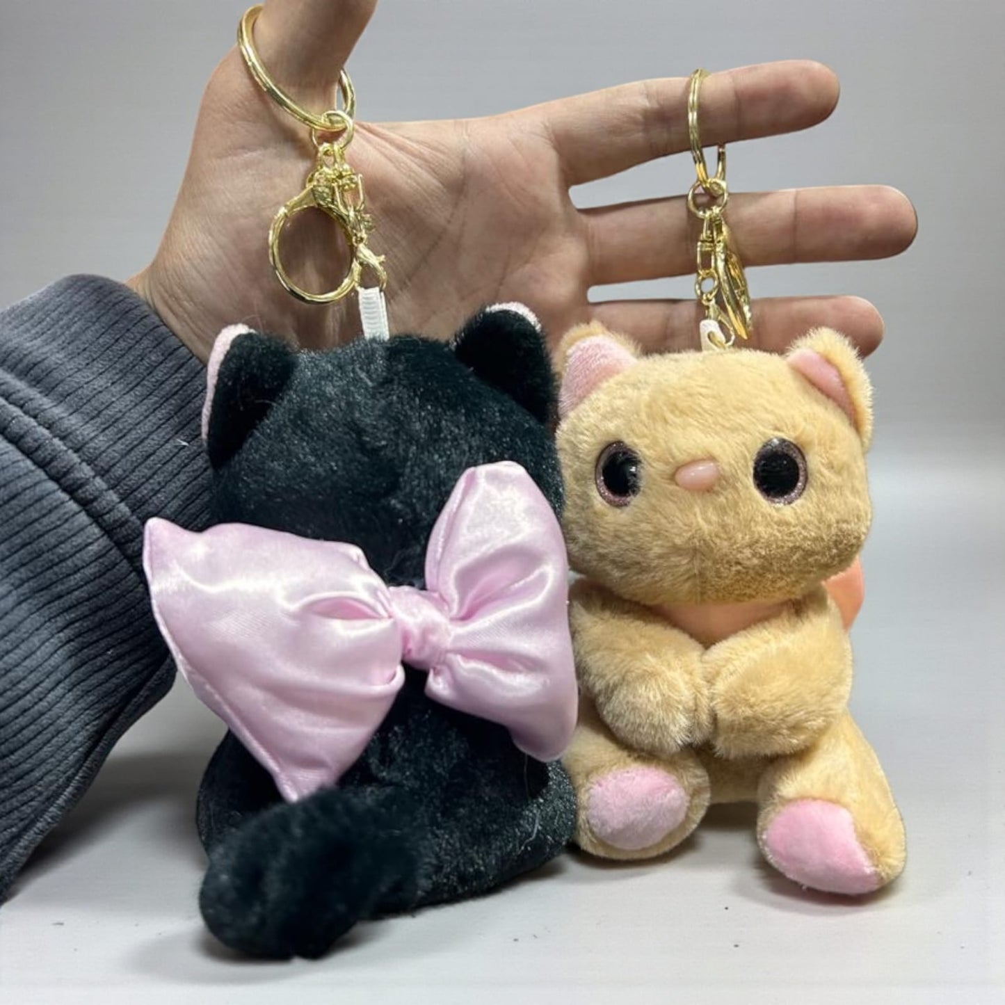 Cute Cat & Teddy Plush Keychain Pair | Soft Animal Bag Charm | Fancy Key Ring( pack of 6)
