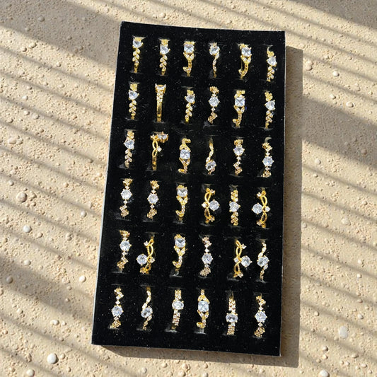 Premium Gold Plated Adjustable Rings Combo Set(pack of 36)