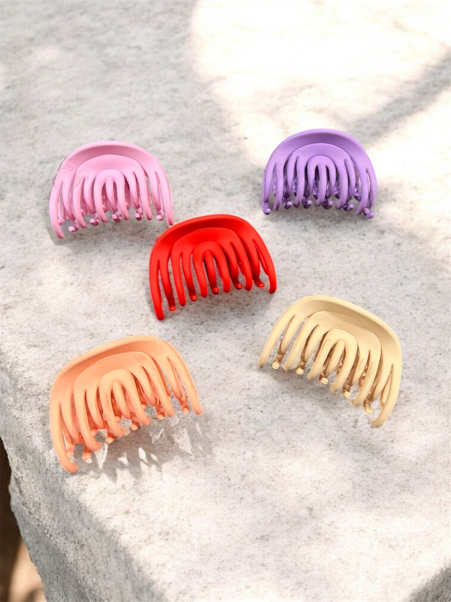 Korean Style Curved Hair Claw Clip – Matte Pastel Hair Clutcher for Girls & Women( pack of 12)