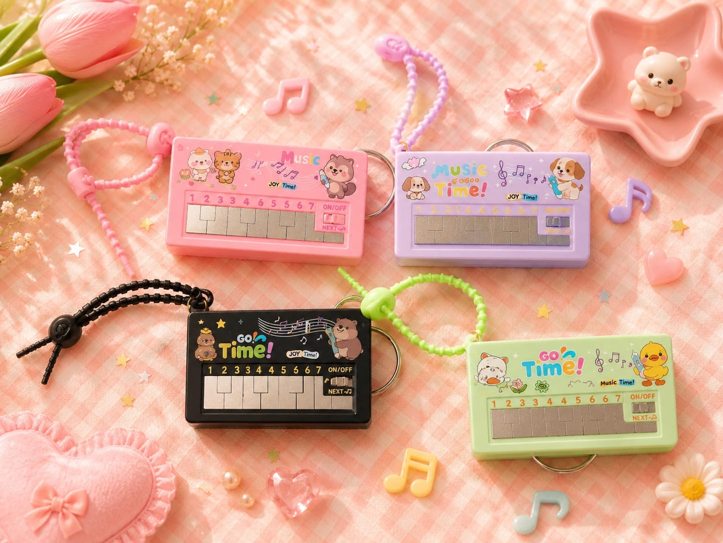 Mini Piano Music Keychain | Cute Musical Keyboard Keychain | Kawaii Sound Toy Bag Charm(pack of 6)
