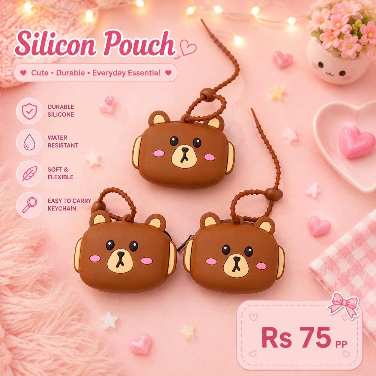 Silicon bag charms ( pack of 12)
