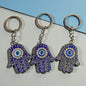 Blue Evil Eye Hamsa Hand Keychain – Crystal Nazar Protective Charm Key Ring( pack of 12)