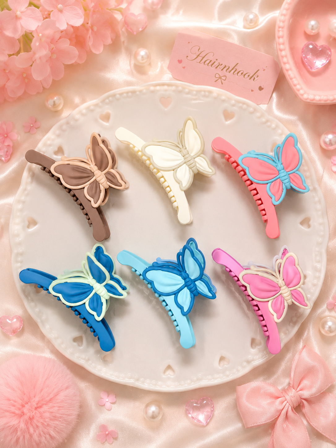 Premium Matte Butterfly Hair Claw Clip | Korean Style Large Butterfly Hair Clutcher for Women & Girls(pack of 12)