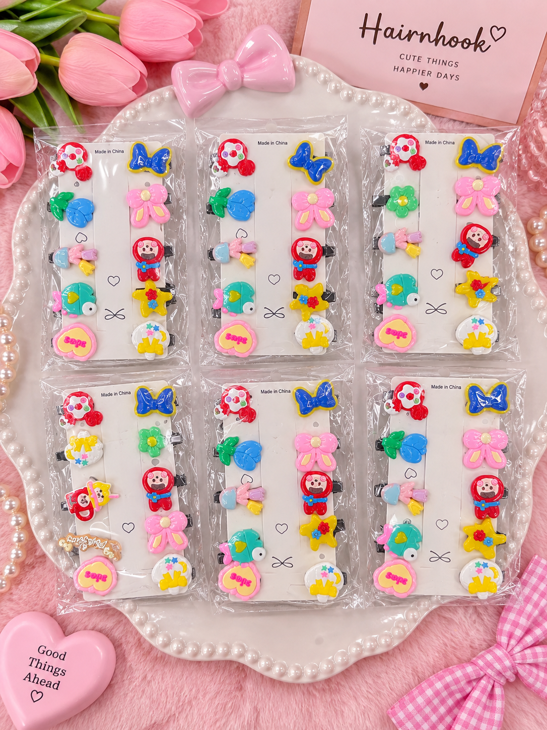 Korean kids hair accessories combo (pack of 12 packet)