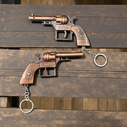 Vintage Revolver Gun Keychain – Metal Antique Finish Pistol Keyring for Bags, Bikes & Keys( pack of 12)