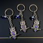 Silver Owl Evil Eye Keychain – Blue Crystal Protective Charm Key Ring( pack of 12)
