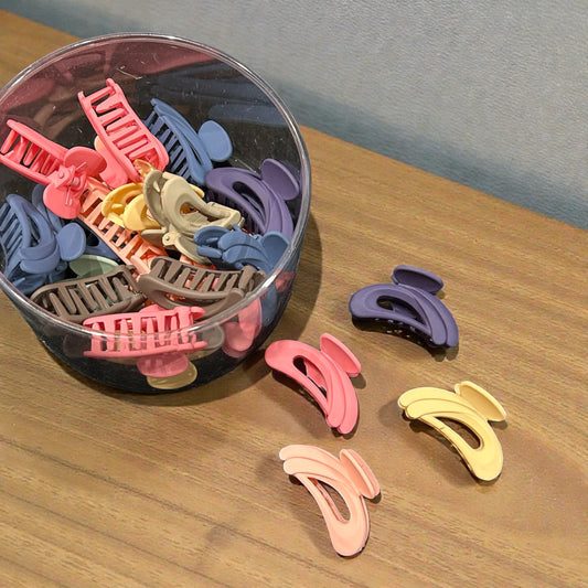 Curved Banana Hair Claw Clips | Matte Pastel Korean Style Hair Clutchers | Trendy Daily Wear Accessories( pack of 24)