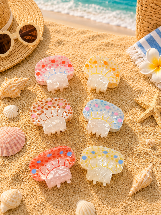 Kawaii Mushroom Hair Claw Clip Set – Cute Korean Mini Hair Clips for Women & Girls ( pack of 12)