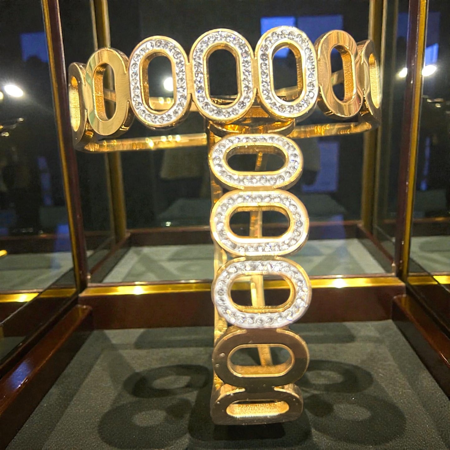 Anti-Tarnish Gold-Tone Oval Link Bracelet with Crystal Studded Design( pack of 3)