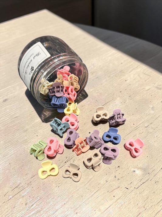 Pastel Mini Claw Clips Jar Set | Korean Style Hair Clutcher Collection( pack of 24)