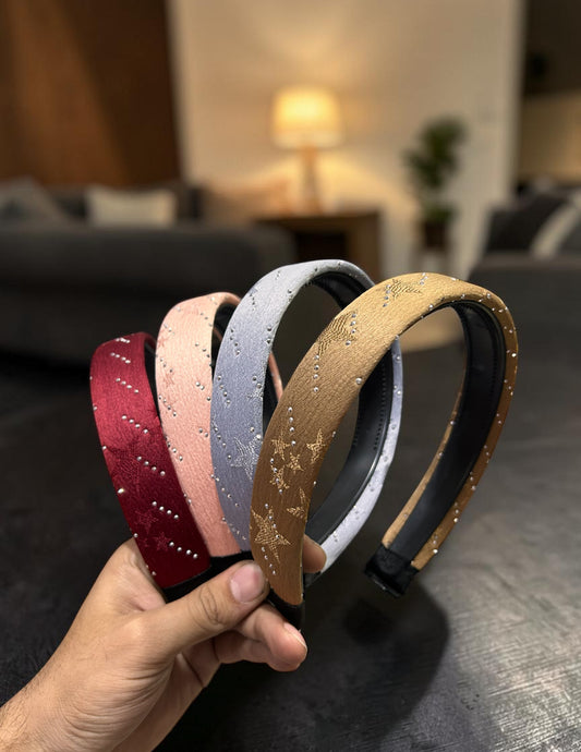 Premium Embellished Padded Headbands Set – Rhinestone Star Hair Bands for Women & Girls (pack of 12)