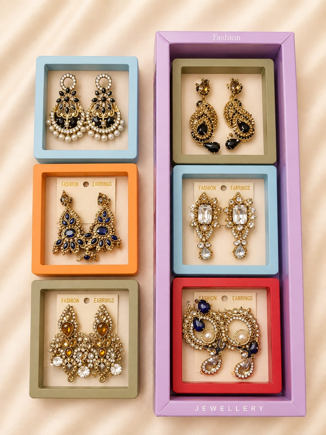 Indian style earrings for woman (pack of 6)