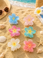 Korean Tropical Flower Hair Claw Clip Set – Pastel Floral Clutcher for Women & Girls(pack of 12)
