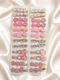 Korean Floral Hair Clip Set – Cute Pink Pearl & Blossom Barrettes (pack of 12 )