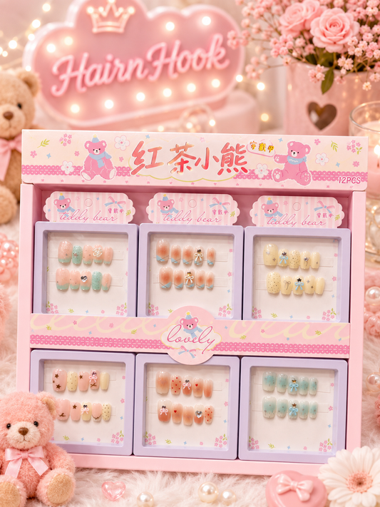Premium acrylic Korean nails (pack of 12 sets)