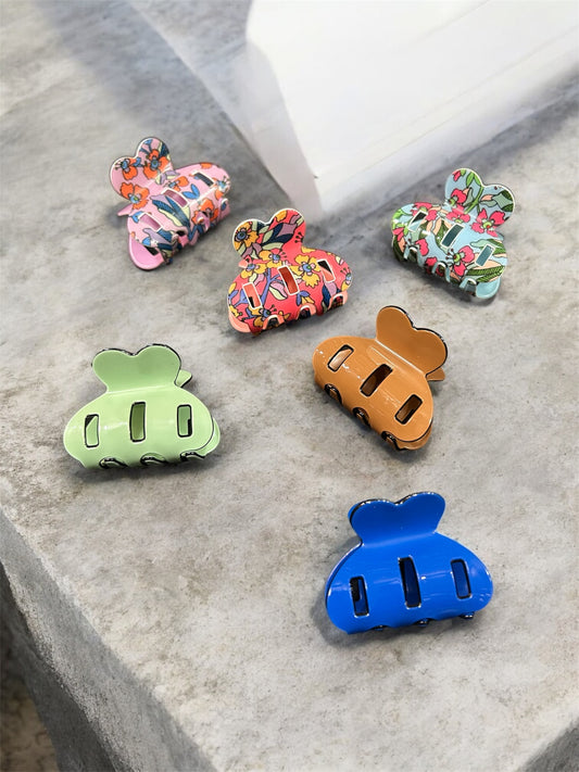Korean Style Star Cut Mini Hair Claw Clips – Cute Printed Hair Clutcher for Girls & Women( pack of 12)