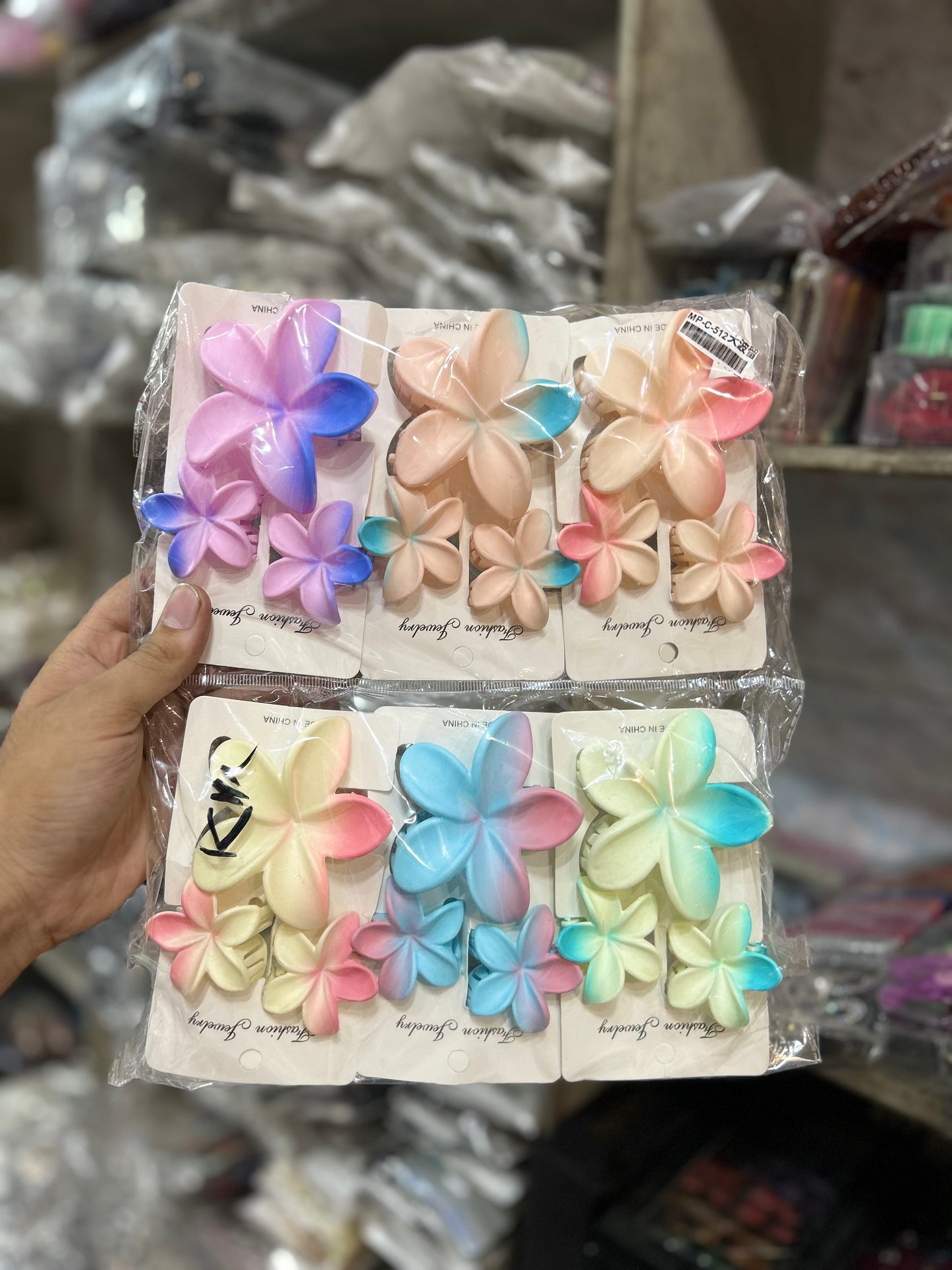 Crystal Flower Hair Claw Clip Set for Women & Girls | Korean Style Floral Hair Accessories (pack of 12)