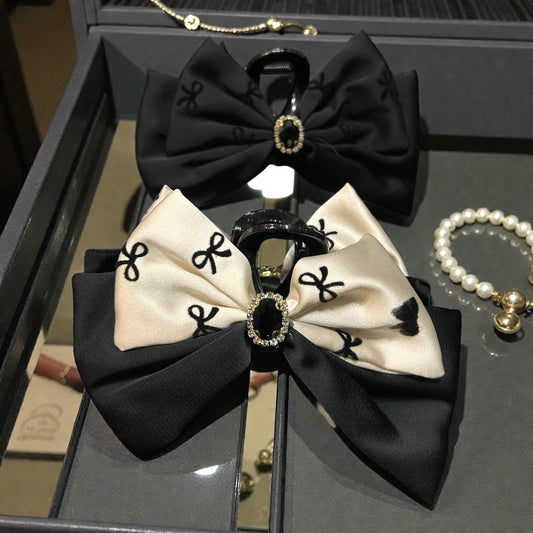 Elegant Korean Satin Bow Hair Clutcher with Crystal Buckle – Designer Hair Clip
( pack of 12)