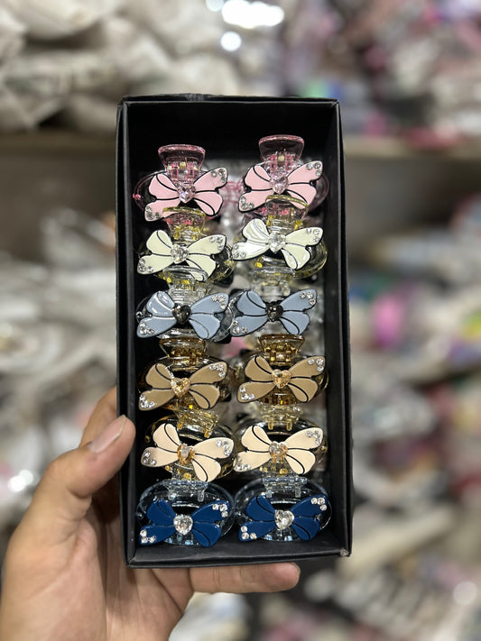 Cute Floral Crystal Hair Claw Clip Set (pack of 12)