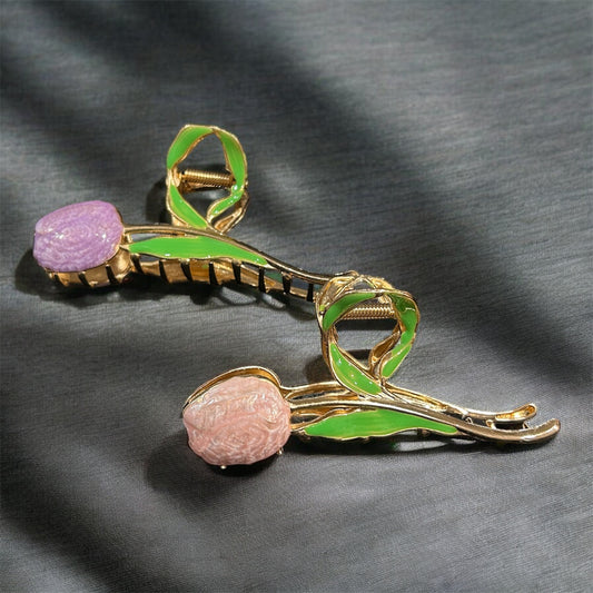 Korean Style tulip metal Hair Clip ( pack of 12)