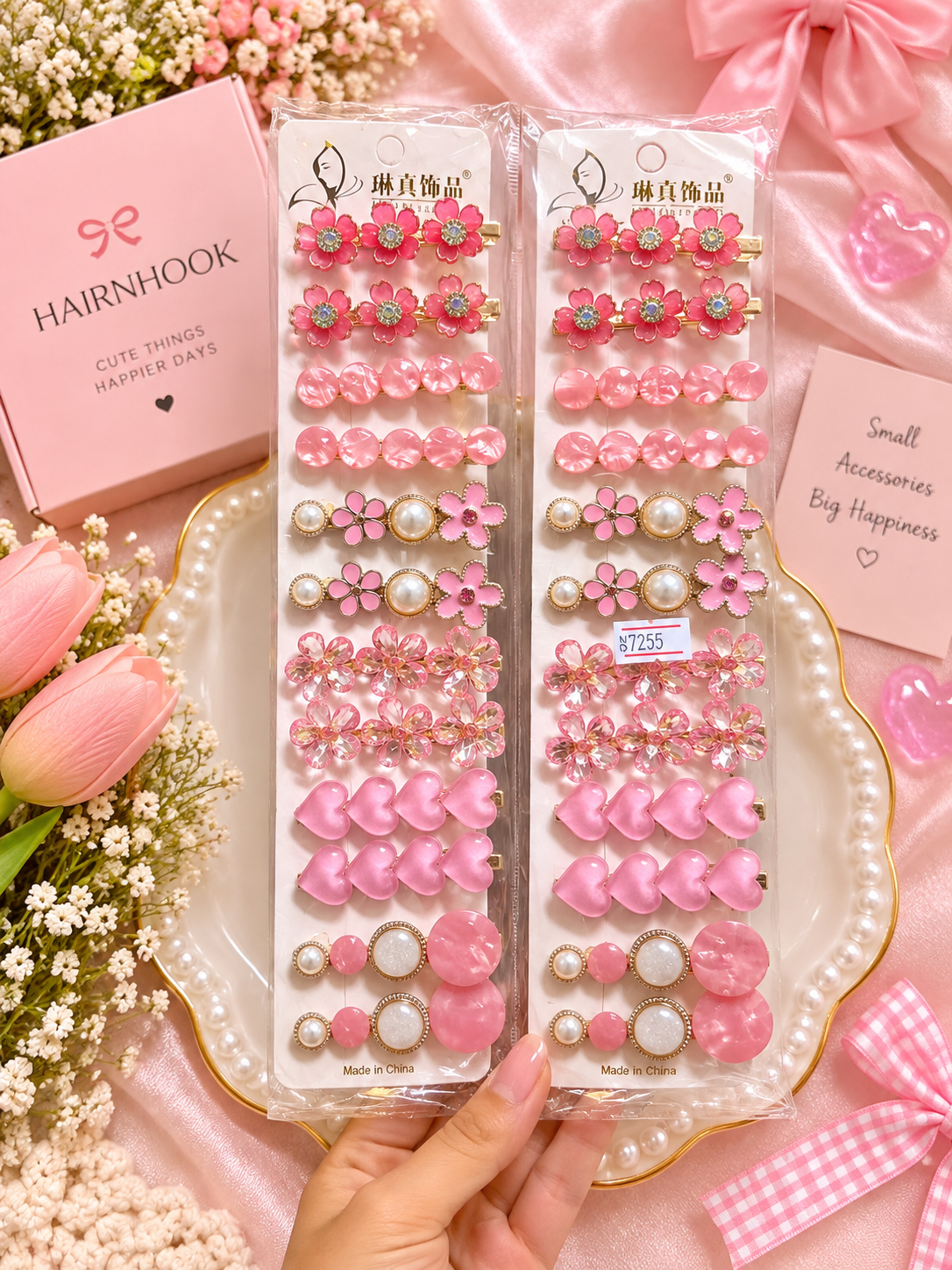 Korean hair accessories pin for girls (pack of 12)