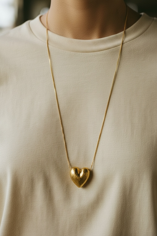 Classic Heart Pendant Necklace – Minimal Gold-Tone Chain for Women( pack of 3)